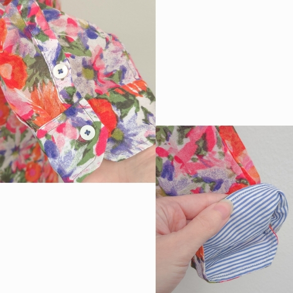 NWOT Anthropologie HD in Paris Orange Pink Floral Cotton Button Down Top - Picture 6 of 7